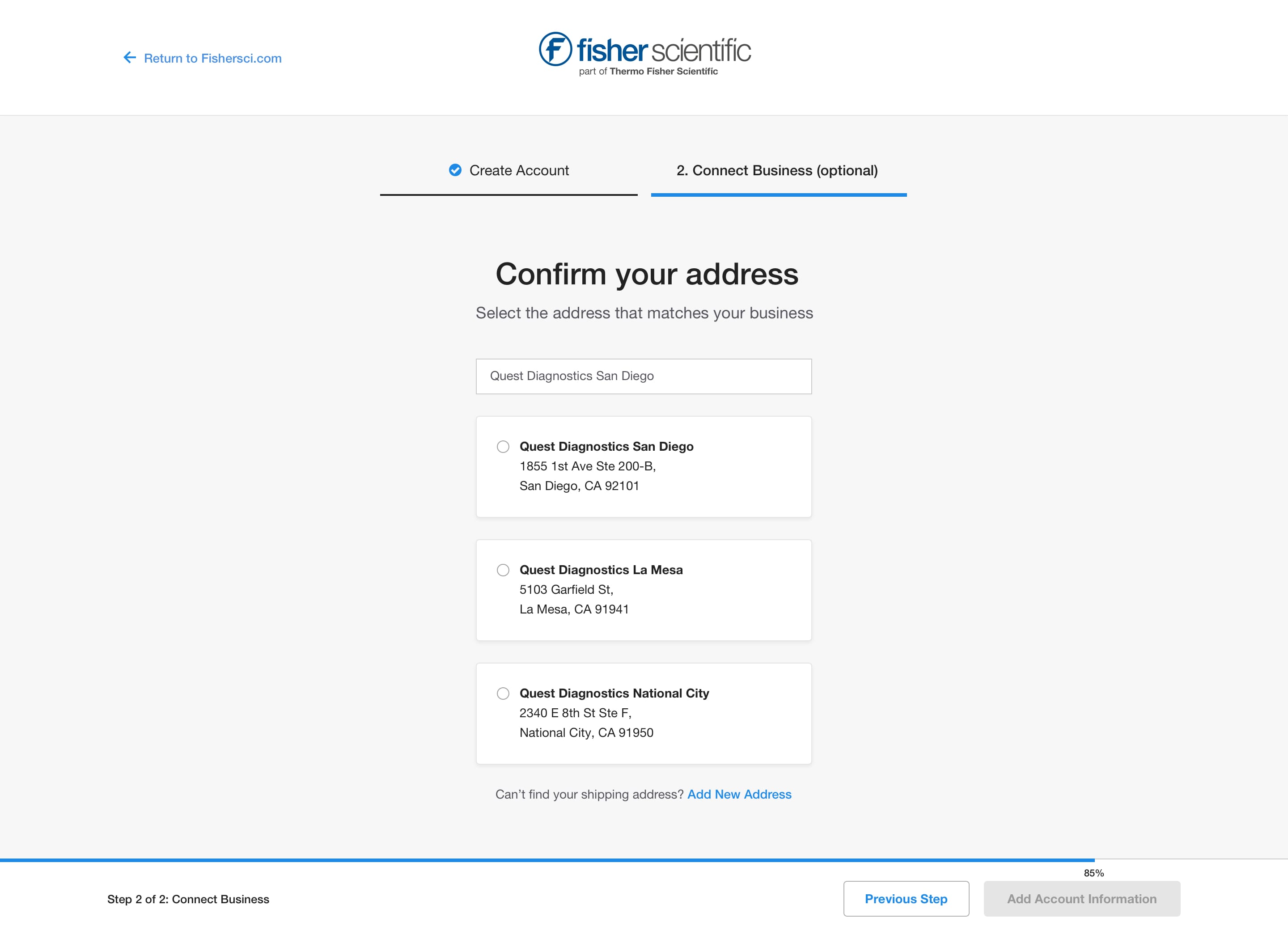 Connect Your Business - Confirm Address